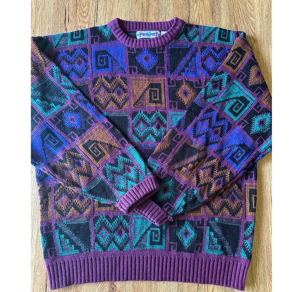 Permit Vtg Patterned Cosby Chunky Sweater Size Medium - Picture 1 of 6
